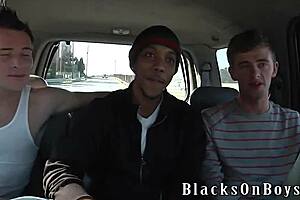 Black homosexual male getting aroused by white men in high definition video