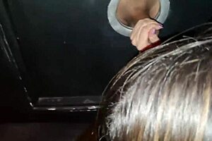 The big-titted brunette takes two big cocks in the two-part group sex