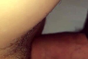 Wife gets cummed on while phyed with toy and cock