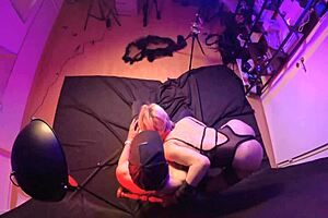 Gorgeous women clad in only underwear perform sexual in the backroom