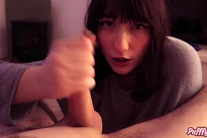 Brune brunette slut swallow tough cock brutally on movie mans face