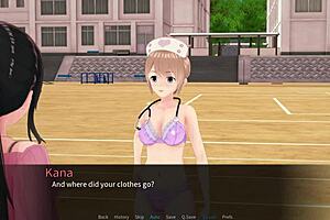 Kana lesbians teacher naked 3D walkthrough showing the best of her big ass and big tits