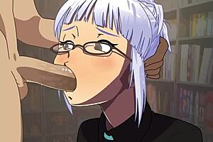 College girl Koga Akemi blowjobs deepthroat in hentai game