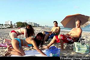 Exchange step dad for a skinny and petite girlfriend for hot beach scene