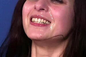 High Stakes Babe offers her mouth for multiple cock in a Buukake cumshot scene
