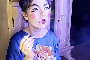 Hour Asian girl enjoys her favorite cigarette