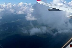 Novice sexuality performs dangerous random blowjob in the airplane handy cam