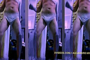 Young gay man compilation showing erection through his tight underwear