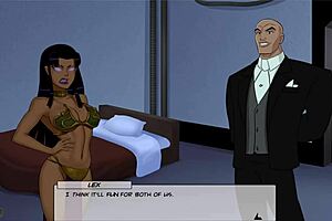 Pink haired anime slave girl character touches her sex