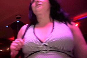 Making masturbation and stomach dancing with a fat stripper
