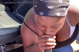 Angry BBW gives public blowjob