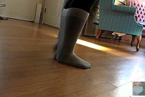 Amateur sock fetish lesbian video