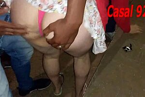An amateur couple shows they can get down and dirty in a public square