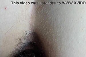 Hairy latina gets away with a finger and a squirt