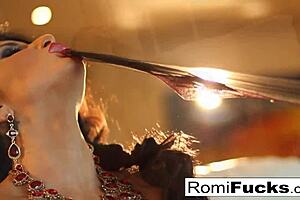 In this clip, Romi strip tease and then masturbates while exposed in bed, and she is a smoking brunette