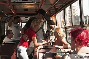 Blonde gets bound and gagged, then sucks on bus in public