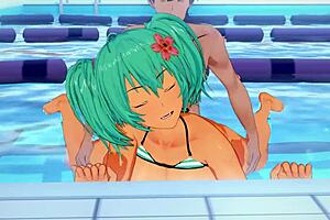 Animated encounter: The sensualication of the pool side meeting that Houne Ryofu enjoyed