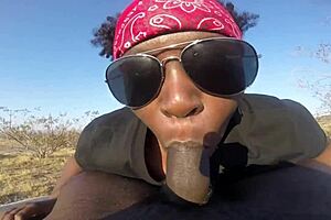 Deepthroat and creampie of a woman in public place