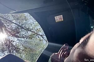 Blonde teen enjoys public c* hookup and helps in car fingering