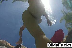 Olivia Austin’s Lewd Pool Swimming Alone