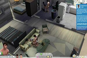 A man has intercourse with his pregnant girl friend while the friend has intercourse with the black female inspector