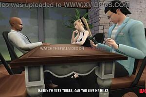 The animated cheating scenario with images of 3D cartoon characters