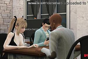The animated cheating scenario with images of 3D cartoon characters
