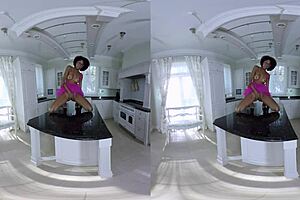 Enjoy a sexy Ebony beauty with locked eyes and experience virtual reality