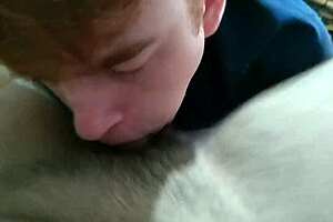 Cute young gay twink sucking his boyfriend’s dick and getting a rough blowjob