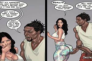 A cartoon babe gets an especially good enjoyment of a dark-skinned penis inside her anus while playing poker against a man