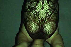 Hot Mexican wife and she has big tits and they are bouncing in this fishnet bodystocking