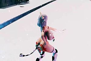 A fun loving cowgirl has sex toy sex with her partner in this mmd animation