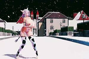 A fun loving cowgirl has sex toy sex with her partner in this mmd animation