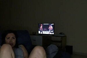 UNCENSORED PISSTAK Latin American girl jills off to UFC nude