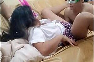 This is how the stepfather learns a lesson, a sensual one, by a curious stepdaughter