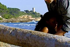 White cock black dude on the beach blacking sexy pornstar