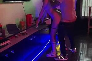 Teen Argentinian girl comes close with partner at holiday party before getting intimate while onlookers record
