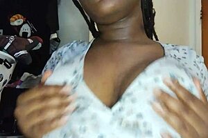 Ebony amateur with big tits worshiped