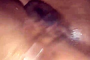 Ebony beauty having fun with vibrator and cries