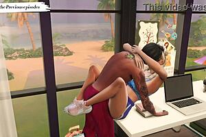 Stepdaughter’s crazy foursome with stepson and a stranger in lewd Sims 4 video