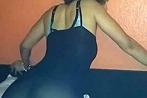 Caucasian woman with long hair seductively has sex with African male beauties in an attempt to make her husband get in the mood