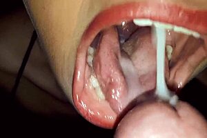 Adorable Mexican young lady performs blowjob and takes man’s semen in her mouth