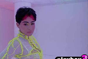 As Mia Valentine dance seductively stripping for her viewer, her beautiful and ripped body is seen