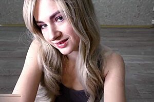 Amateur with blonde hair sucking cock and getting a facial ejaculation on her face