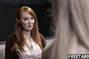 Wet lesbian Alexis Fawx and Kendra James in classroom