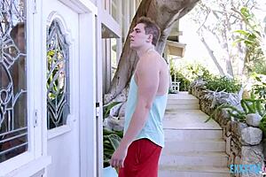 A young teenager with petite breasts gets fucked outside by Michael Swayze in hardcore