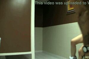 An aroused wife masturbates herself and spreads the ejaculating semen on her bare privates