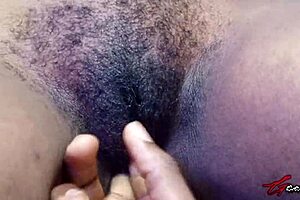 Fucked and moaning sexy black mature lady getting a massage and pussy fingering