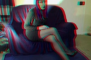 Bettie Hayward’s very special 3D interview wearing stockings and having close up looks