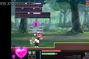 The Erisdysnomia hentai game features a red haired girl doing sexual activity with green skinned people